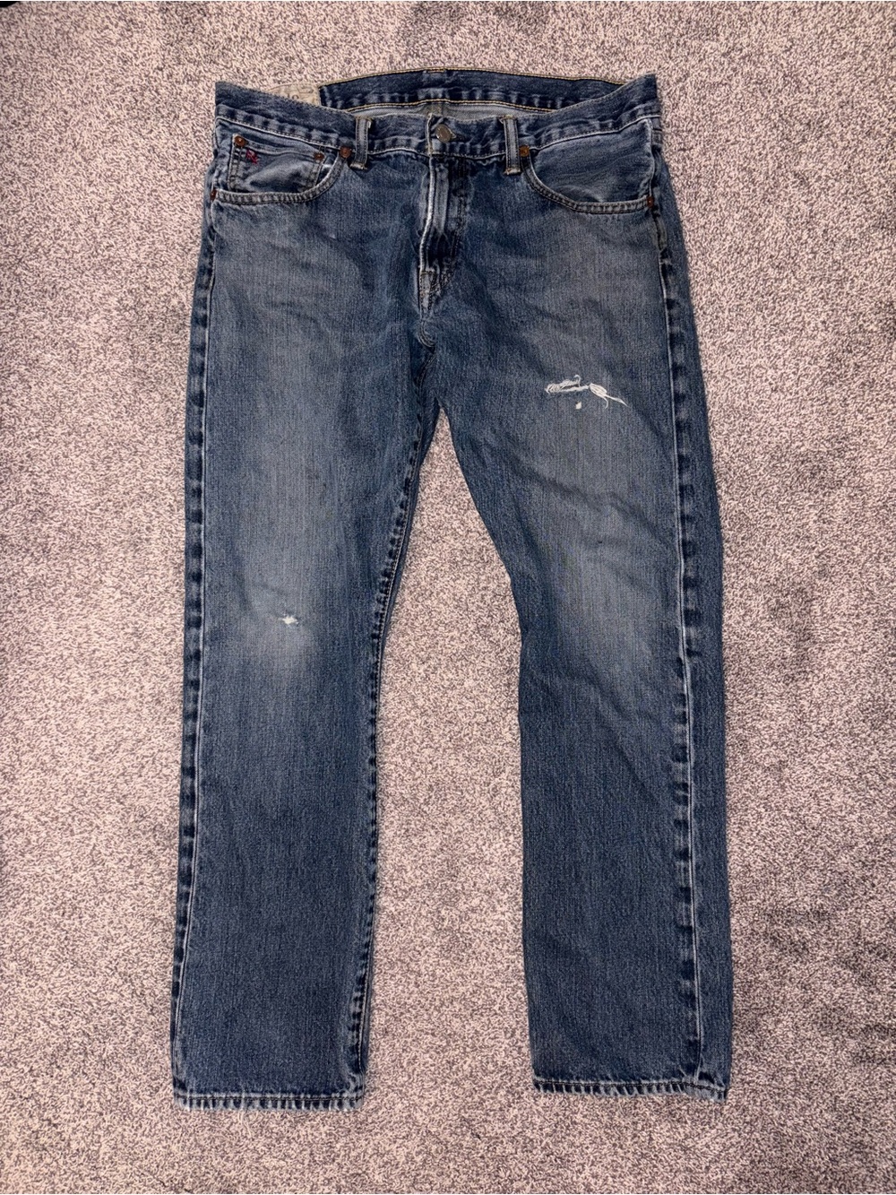 Ralph Lauren Men's Straight Jeans in Medium Blue Wash